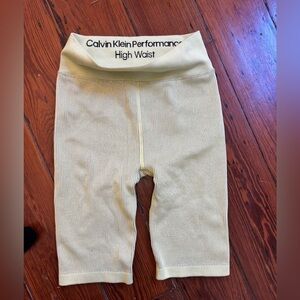 Calvin Klein Light Yellow Ribbed High-Waist Bike Shorts
